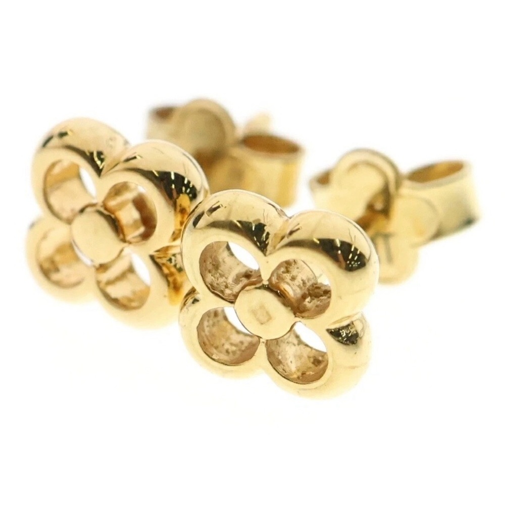 Louis Vuitton earrings Monogram Flower Full GP  Authentic M68131 - Picture 5 of 5